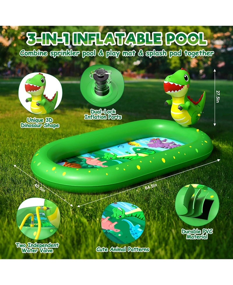 Aofar 3-in-1 Dinosaur Splash Pad Sprinkler Pool