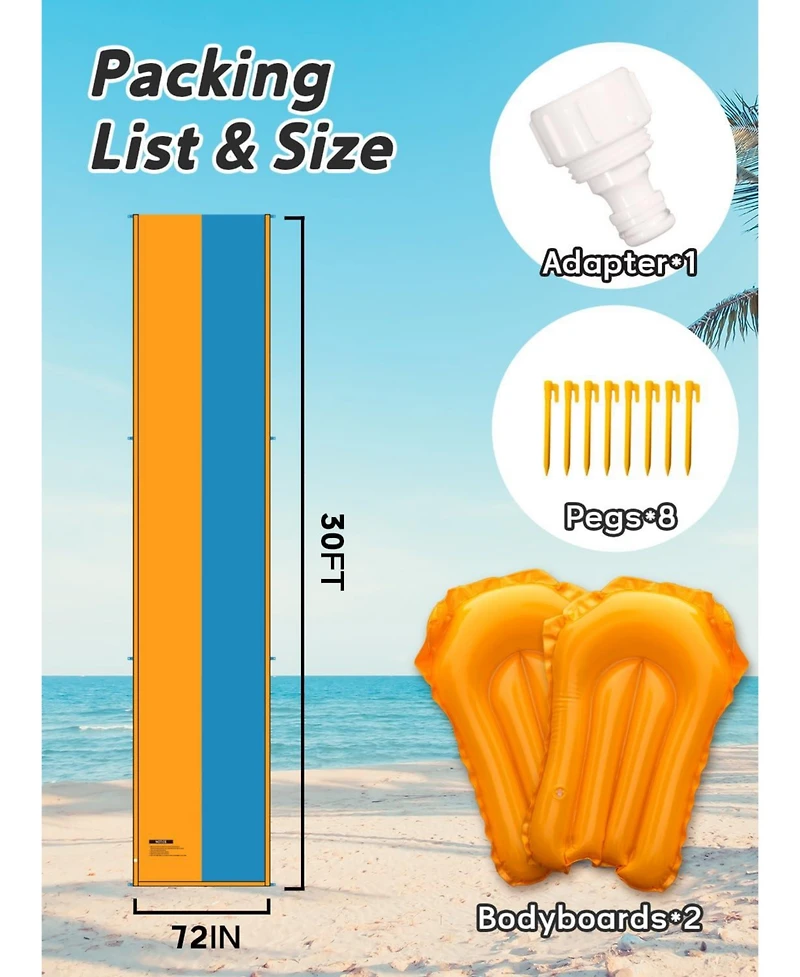 Aofar Slip Slide Inflatable Bodyboards Sprinkler Summer Yard