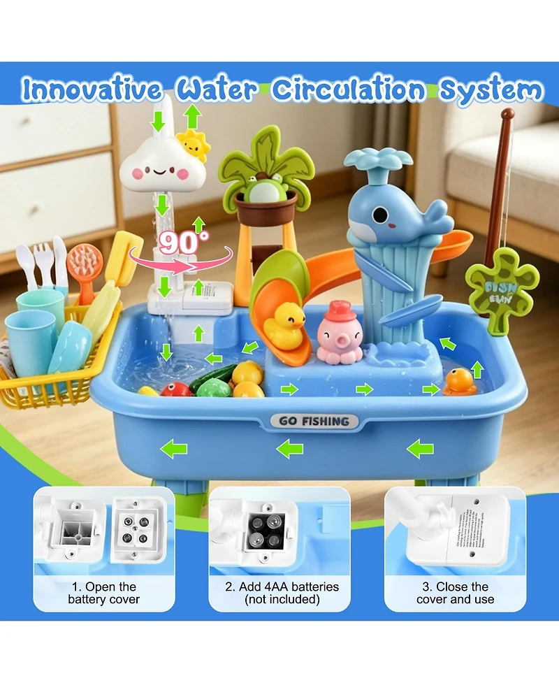 Gnuadz Water Table Sensory Electric Pump Kitchen Fishing Playset