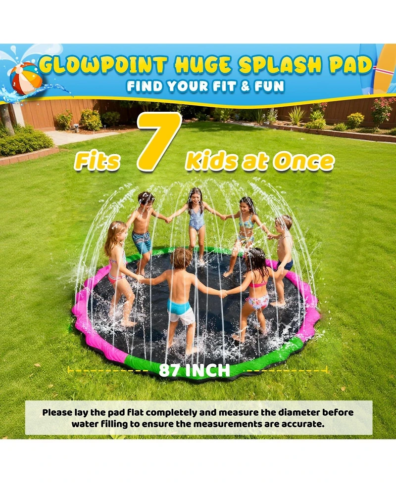 Aofar 87" Splash Pad Water Sprinkler Pool Outdoor Family Fun