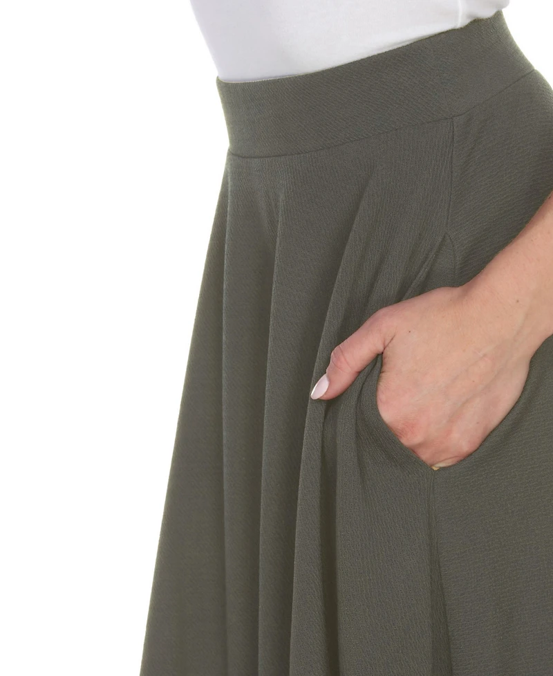 White Mark Women's Flared Pull-On Midi Skirt