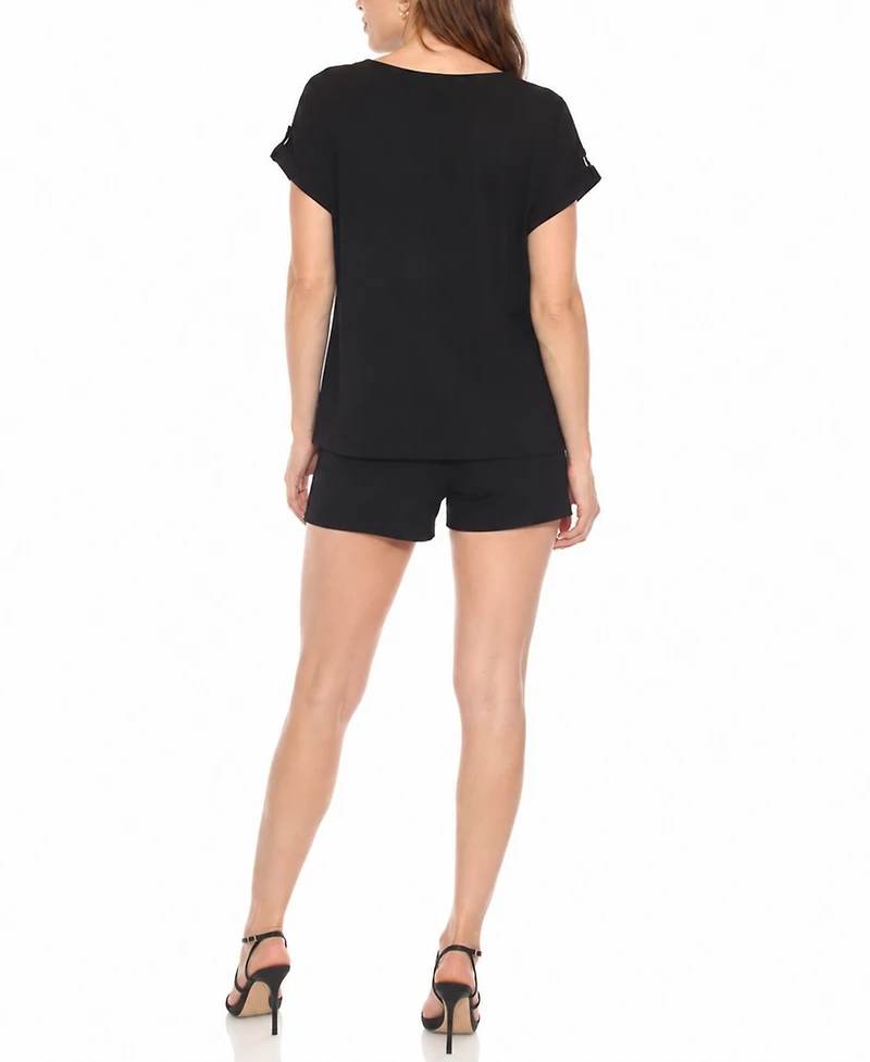 White Mark Women's Dolman Top and Shorts Set