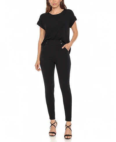 White Mark Women's Dolman Short-Sleeve Top and Scuba Pants Set