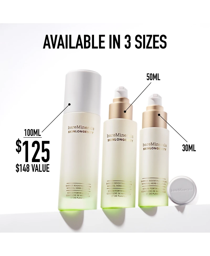 bareMinerals Skinlongevity Nourishing Barrier Boosting Serum, 3.3 oz.