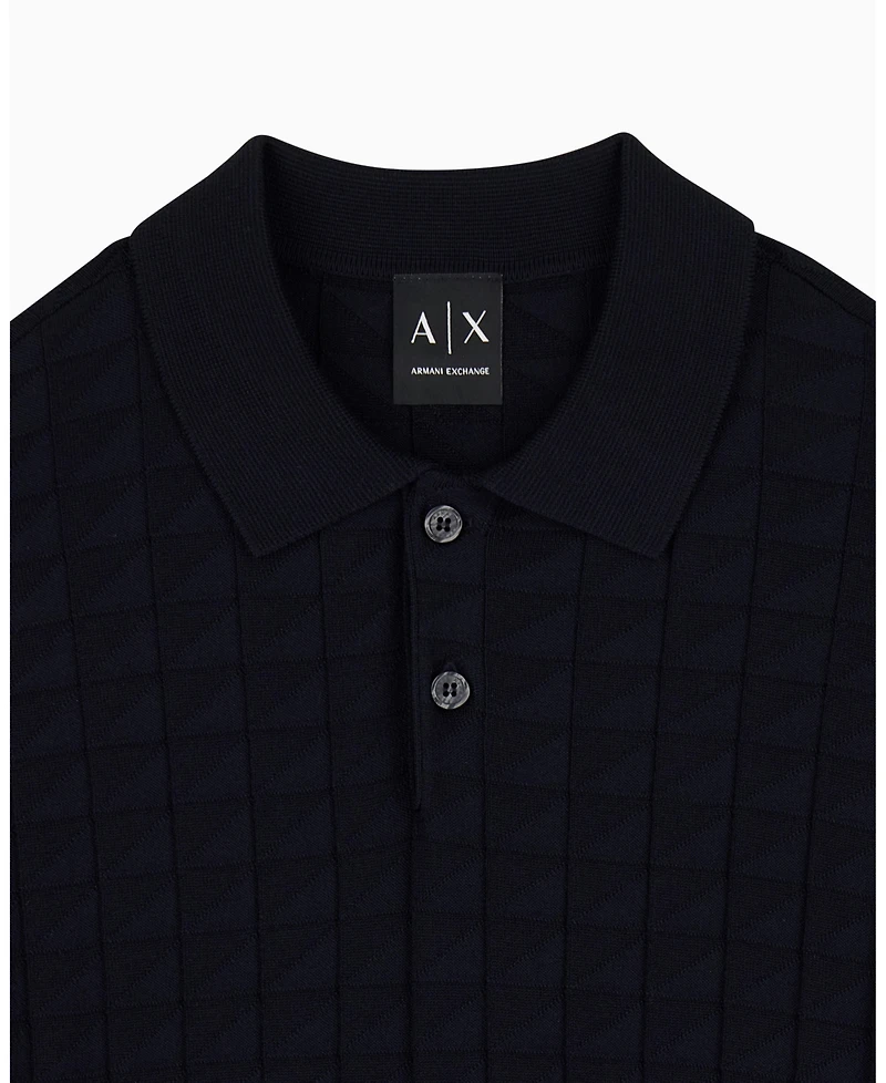 A|X Armani Exchange Men's Viscose Grid Polo Shirt