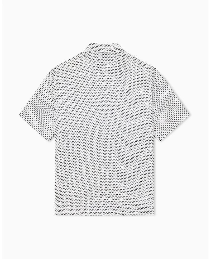A|X Armani Exchange Men's Viscose All Over Logo Woven Shirt