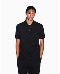 A|X Armani Exchange Men's Flocked All Over Logo Polo Shirt