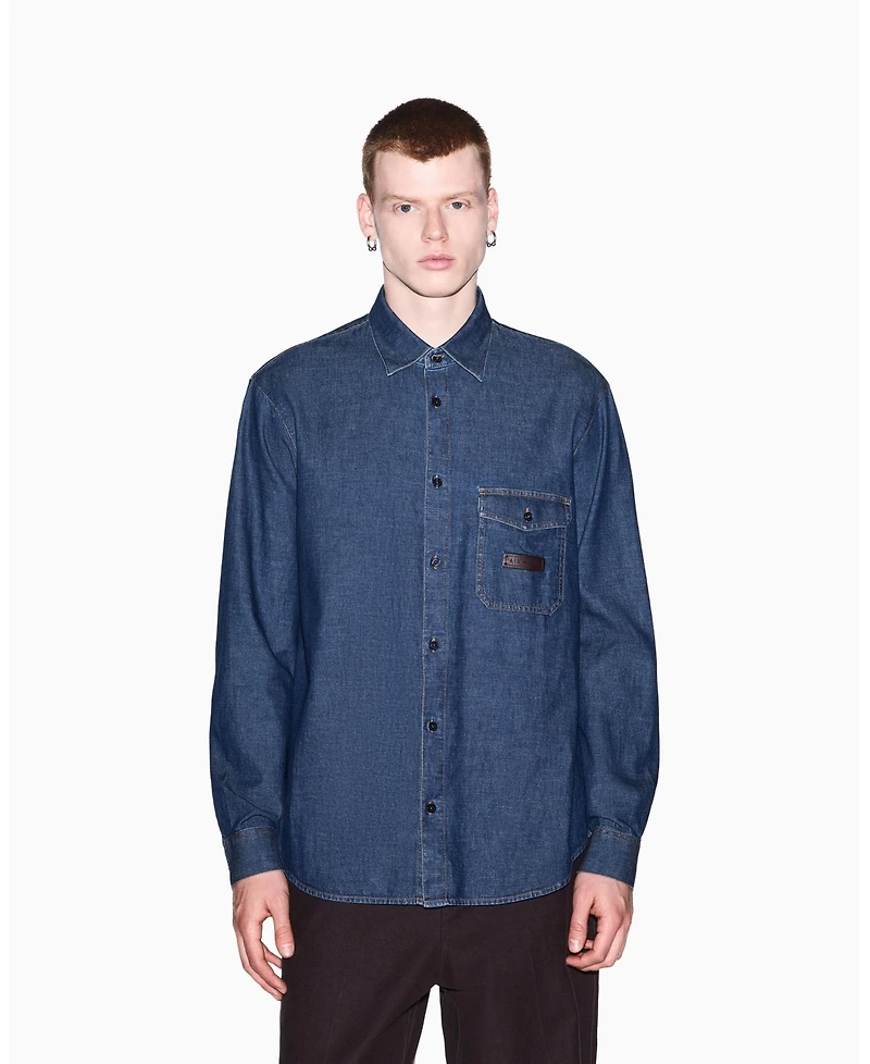 A|X Armani Exchange Men's Long Sleeve Cotton Denim Woven Shirt