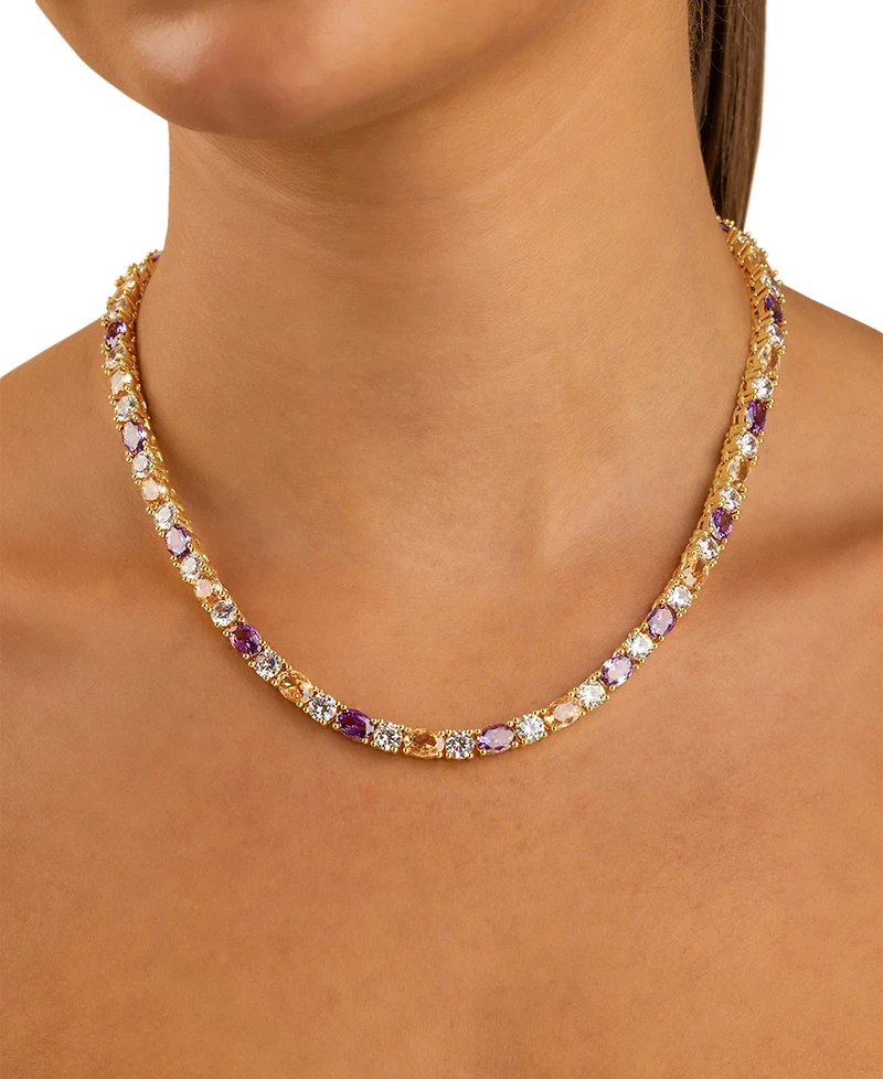 Sterling Forever Rhodium-Plated Brass Ophelia Tennis Necklace