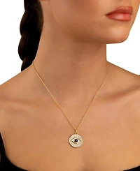 Sterling Forever Rhodium-Plated Brass Pave Cubic Zirconia Evil Eye Pendant Necklace