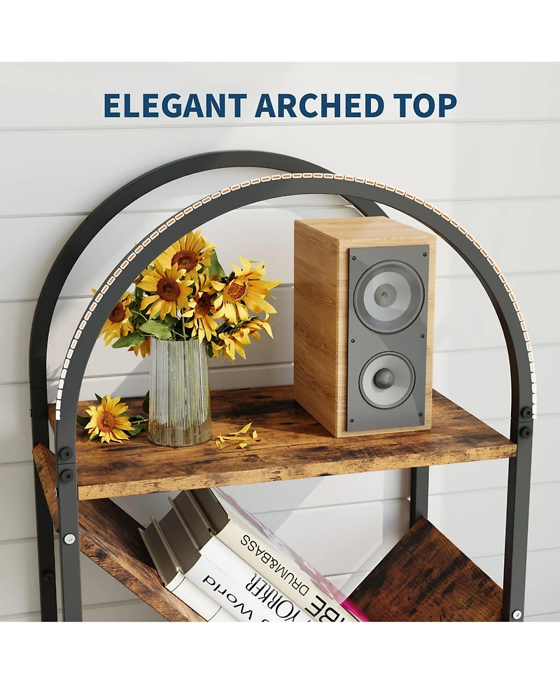Gaomon Tree Bookshelf with 2 Fabric Drawers, 6-Tier Tall Narrow Bookcase for Small Spaces, Industrial Book Shelf Organizer for Bedroom Living Room