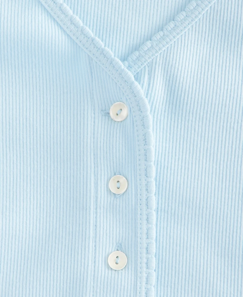 On 34th Women's Ruffle-Trim Button-Front Short-Sleeve Ribbed Top, Macy's Exclusive