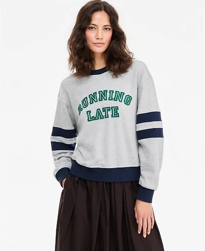 On 34th Women's Crewneck Colorblock Running Late Graphic Sweatshirt, Macy's Exclusive