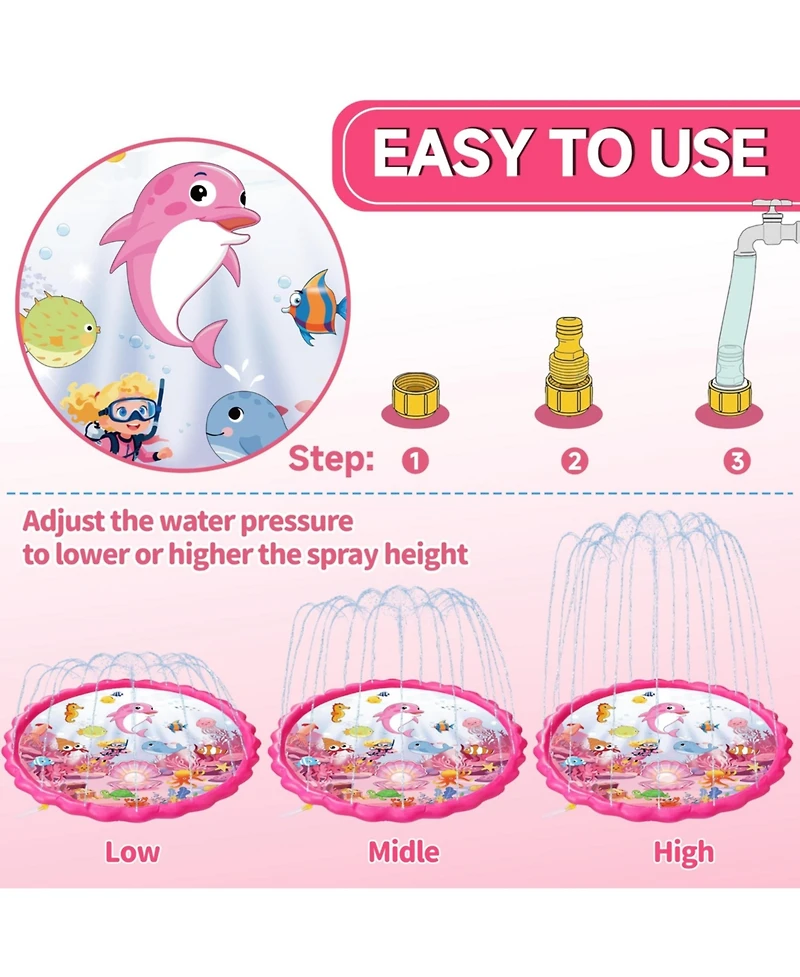 Aofar 69" Non-slip Splash Pad Sprinkler Pool Water Play Mat