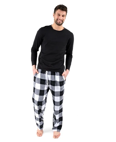 Leveret Mens 2-pieces Cotton Top and Flannel Pants Pajama Set