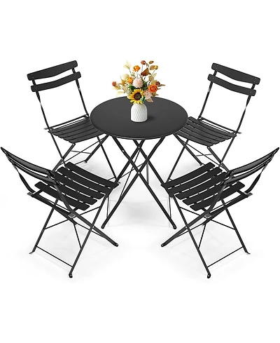 gaomon 5-piece folding bistro set with durable metal frame, no assembly required-perfect for patio, balcony, garden, or indoor use.