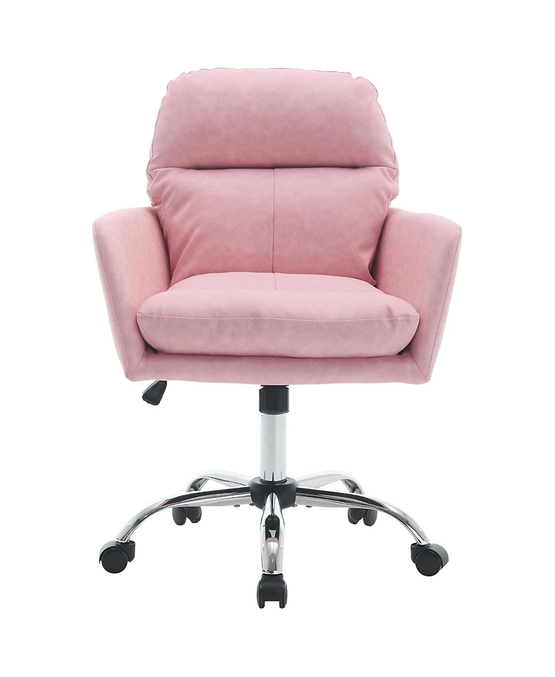 Rainsken Pu Leather Office Desk Chair - 360degree(s) Swivel, Height Adjustable, Thick Padded Seat, Ergonomic Computer Chair for Study Room