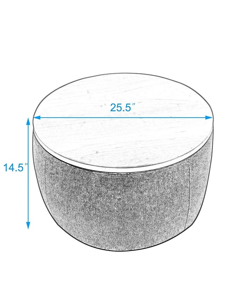 Rainsken Linen Upholstered Round Storage Ottoman