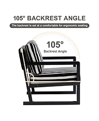 Rainsken Stripe Accent Chair, Modern Upholstered Armchair in Fabric, For Living Room Bedroom Apartment, Easy Assembly