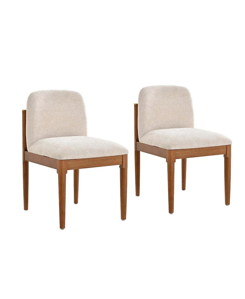Rainsken Modern Dining Chairs Set of 2, Upholstered Kitchen Chair with Woven Rope Backrest and Rubberwood Legs for Living Room