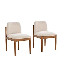 Rainsken Modern Dining Chairs Set of 2, Upholstered Kitchen Chair with Woven Rope Backrest and Rubberwood Legs for Living Room