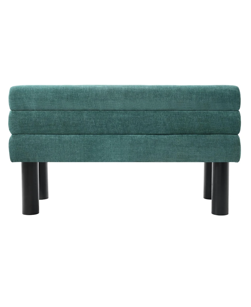 Rainsken Upholstered Dining Bench with Backrest, End of Bed and Entryway Ottoman with Rubber Wood Legs for Dining Room and Bedroom, 300 Lbs Support