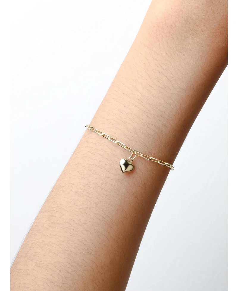 Devata Heart Charm Paperclip Chain Bracelet in 14K Gold