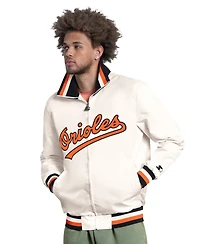 Starter Men's White Baltimore Orioles The Captain Cooperstown Logo Full-Zip Varsity Jacket