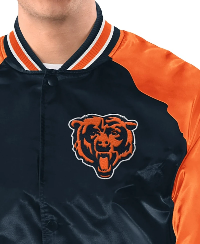 Starter Men's Navy/Orange Chicago Bears Inductee Raglan Full-Snap Varsity Jacket