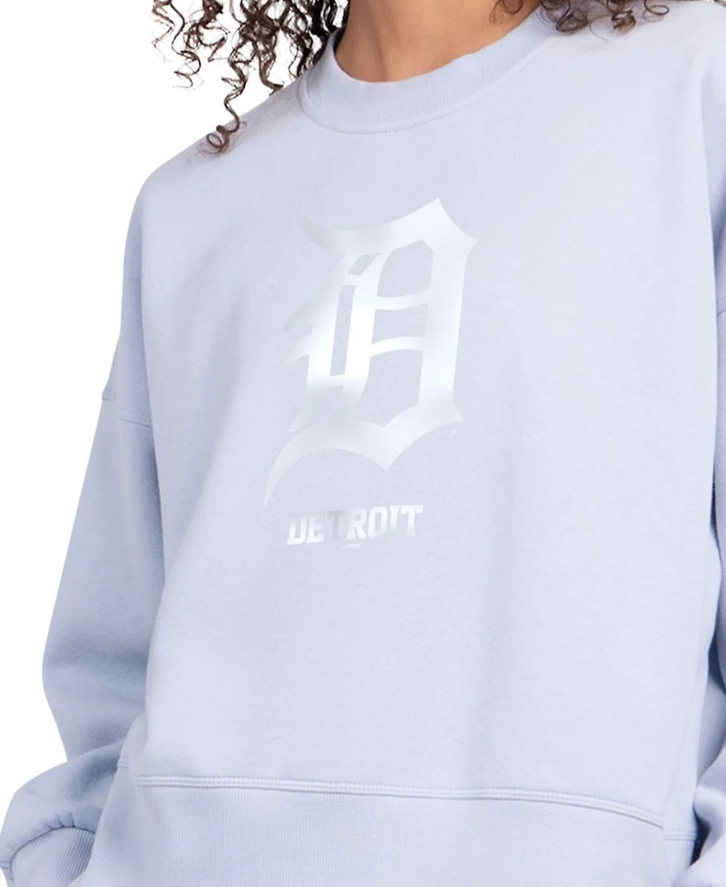 Starter Women's Light Blue Detroit Tigers Pastels Boxy Fleece Sweatshirt