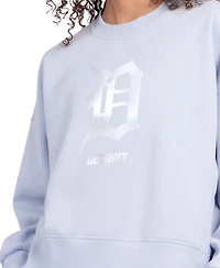 Starter Women's Light Blue Detroit Tigers Pastels Boxy Fleece Sweatshirt