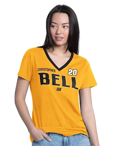 G-iii 4Her by Carl Banks Women's Gold Christopher Bell Best Team V-Neck T-Shirt