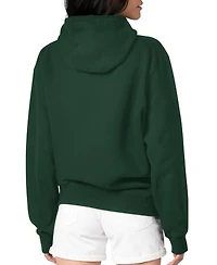 G-iii 4Her by Carl Banks Women's Green Athletics Double Heart Fleece Pullover Hoodie
