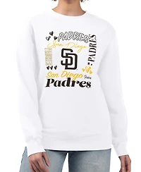 G-iii 4Her by Carl Banks Women's White San Diego Padres Collage Team Graphic Fleece Pullover Hoodie