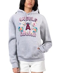 G-iii 4Her by Carl Banks Women's Heather Gray Los Angeles Angels Flowers Graphic Pullover Hoodie