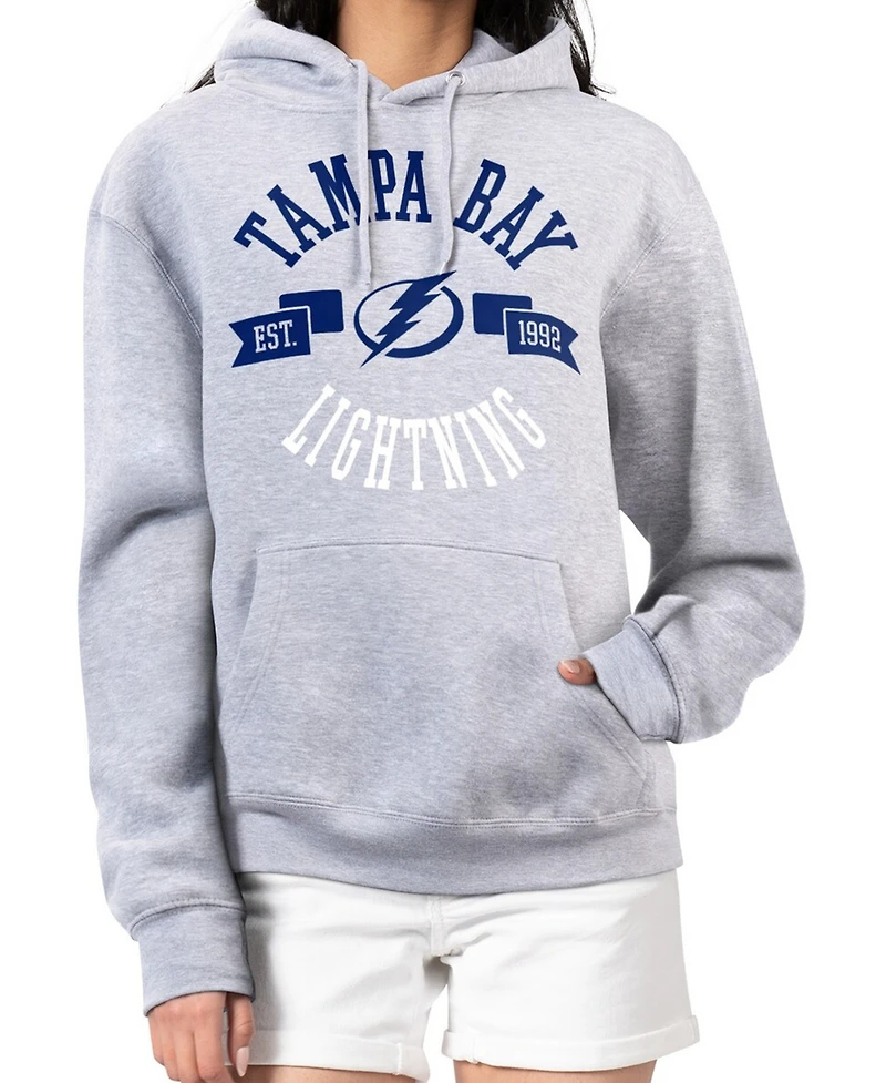 G-iii 4Her by Carl Banks Women's Heather Gray Tampa Bay Lightning City Graphic Fleece Pullover Hoodie