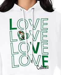 G-iii 4Her by Carl Banks Women's White Boston Celtics Basketball Love Fleece Pullover Hoodie