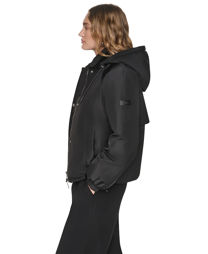 Dkny Women's Hooded Bubble Hem Rain jacket