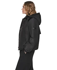 Dkny Women's Hooded Bubble Hem Rain jacket
