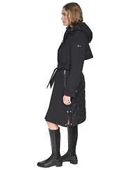 Dkny Women's Belted Trench with Hooded Bib Coat
