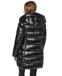 Dkny Women's Pearlized Hooded Walker with Bib Coat