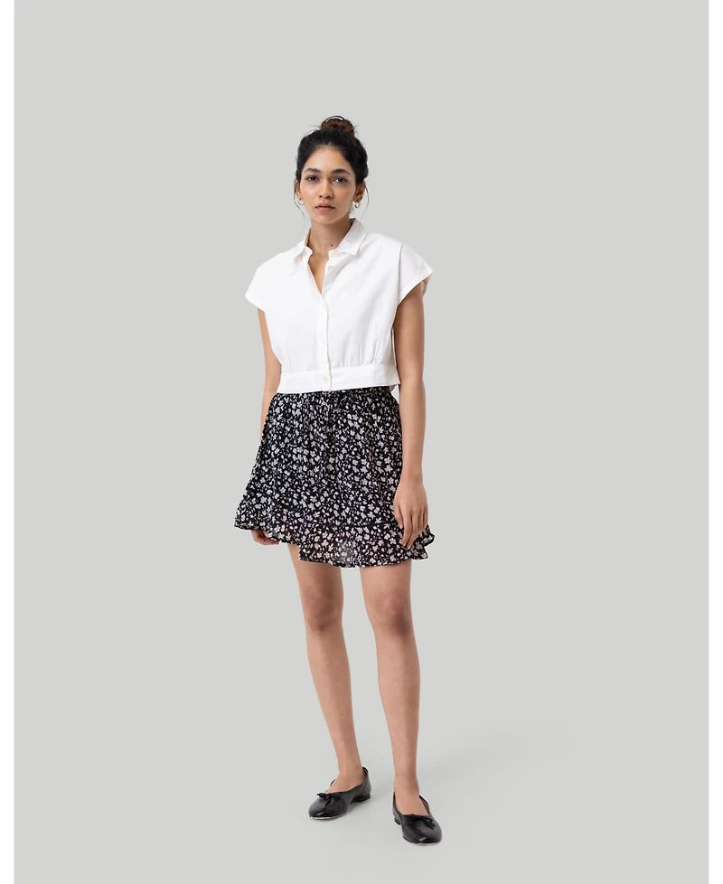 Reistor Women's Oversized Crop Shirt Summer Blue