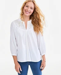 Style & Co Women's Cotton Embroidered Blouse, Macy's Exclusive