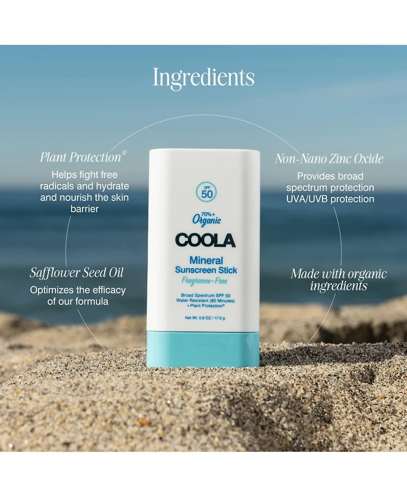 Coola Mineral Stick Sun Protection Factor 50, 0.6 oz.