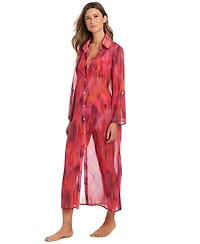 Bleu by Rod Beattie Women's Chiffon Long Swim Cover Up Shirt