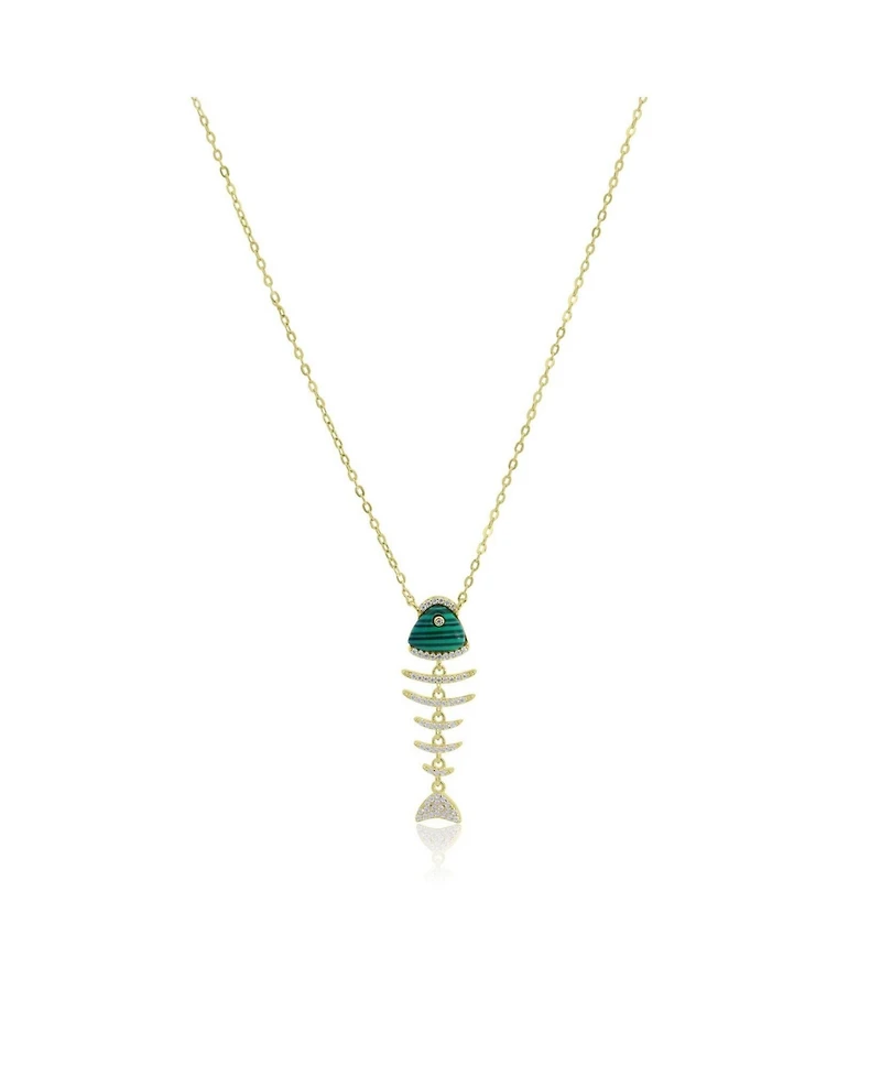 The Lovery Malachite Fish Necklace 14K Gold-Plated Sterling Silver