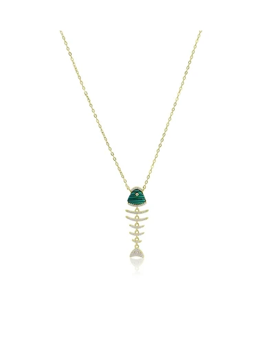 The Lovery Malachite Fish Necklace 14K Gold-Plated Sterling Silver