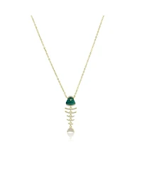The Lovery Malachite Fish Necklace 14K Gold-Plated Sterling Silver