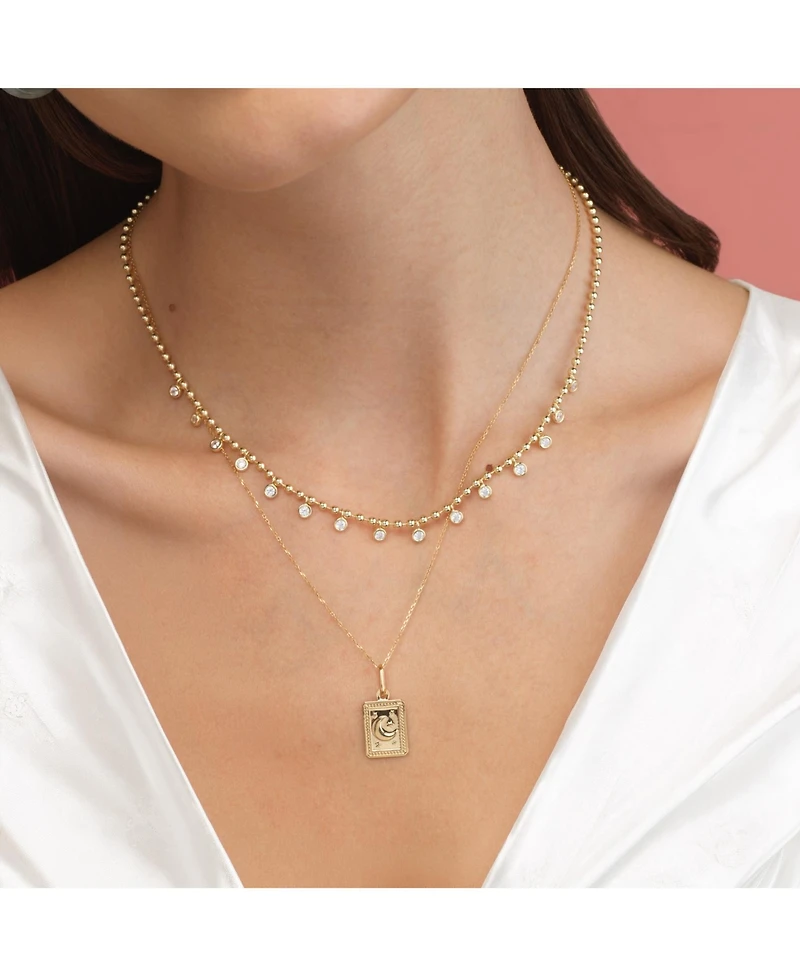 The Lovery Beaded Cz Dangle Necklace 14K Gold Plated Sterling Silver