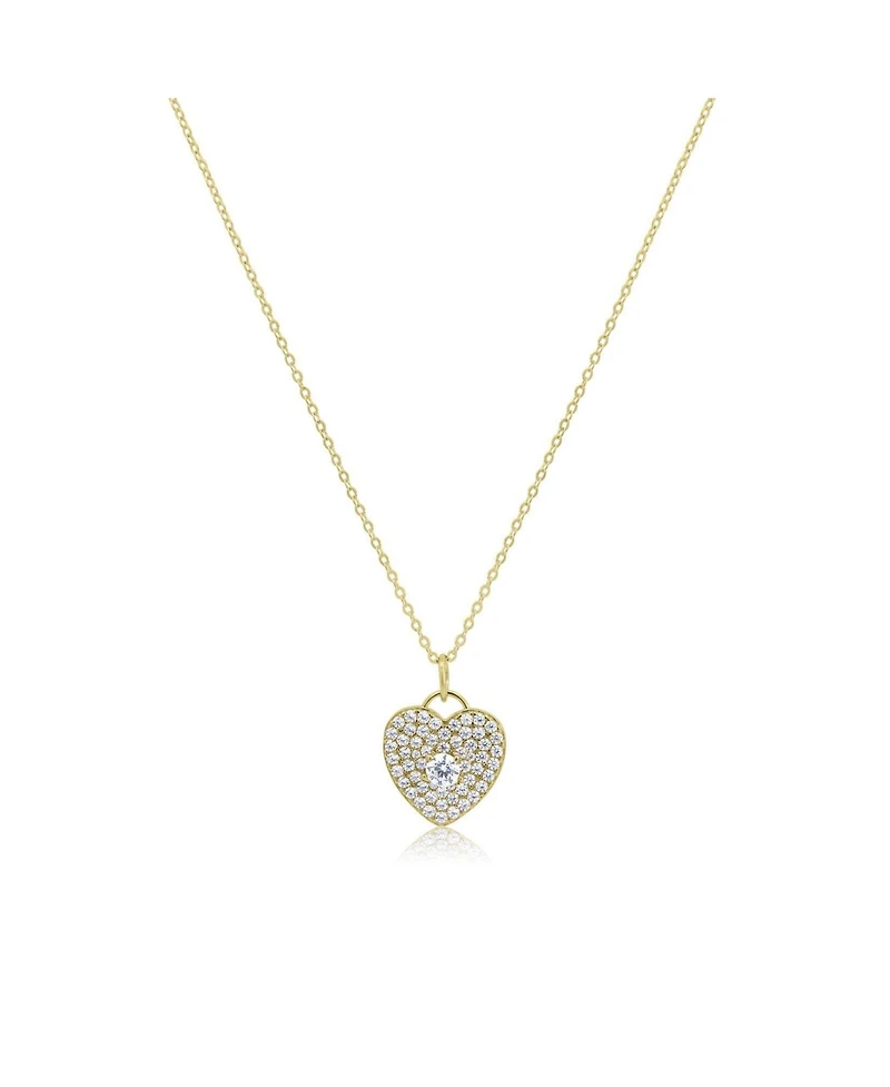 The Lovery Cz Heart Padlock Necklace 14K Gold Plated Sterling Silver